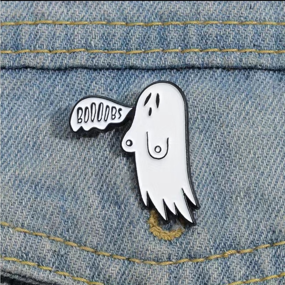 1pc‎ Ghost White Enamel Pin, Brooch Lapel Badge Cartoon Gothic Zinc Alloy Funky